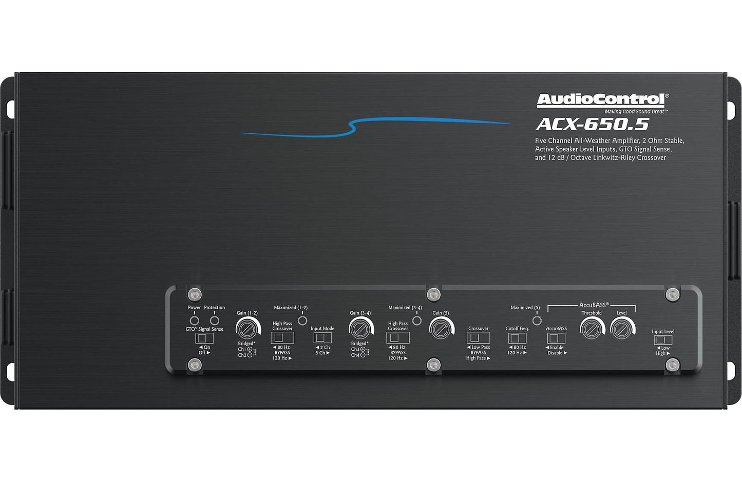 AudioControl ACX-650.5 5-channel powersports/marine amplifier (50 watts RMS x 4 at 4 ohms + 350 watts RMS x 1 at 2 ohms)