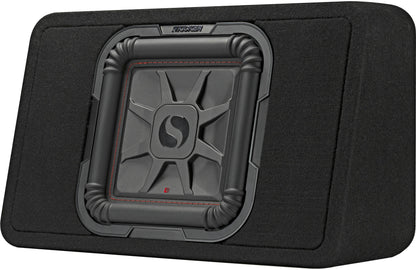 Kicker 46TL7T102 Sealed 2-ohm enclosure with single 10" L7T Series shallow-mount square subwoofer