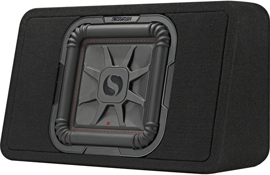 Kicker 46TL7T102 Sealed 2-ohm enclosure with single 10" L7T Series shallow-mount square subwoofer