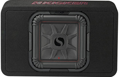 Kicker 46TL7T102 Sealed 2-ohm enclosure with single 10" L7T Series shallow-mount square subwoofer