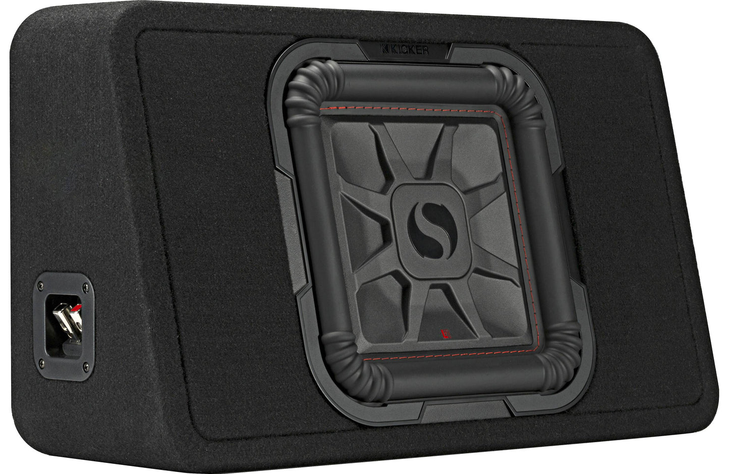 Kicker 46TL7T102 Sealed 2-ohm enclosure with single 10" L7T Series shallow-mount square subwoofer