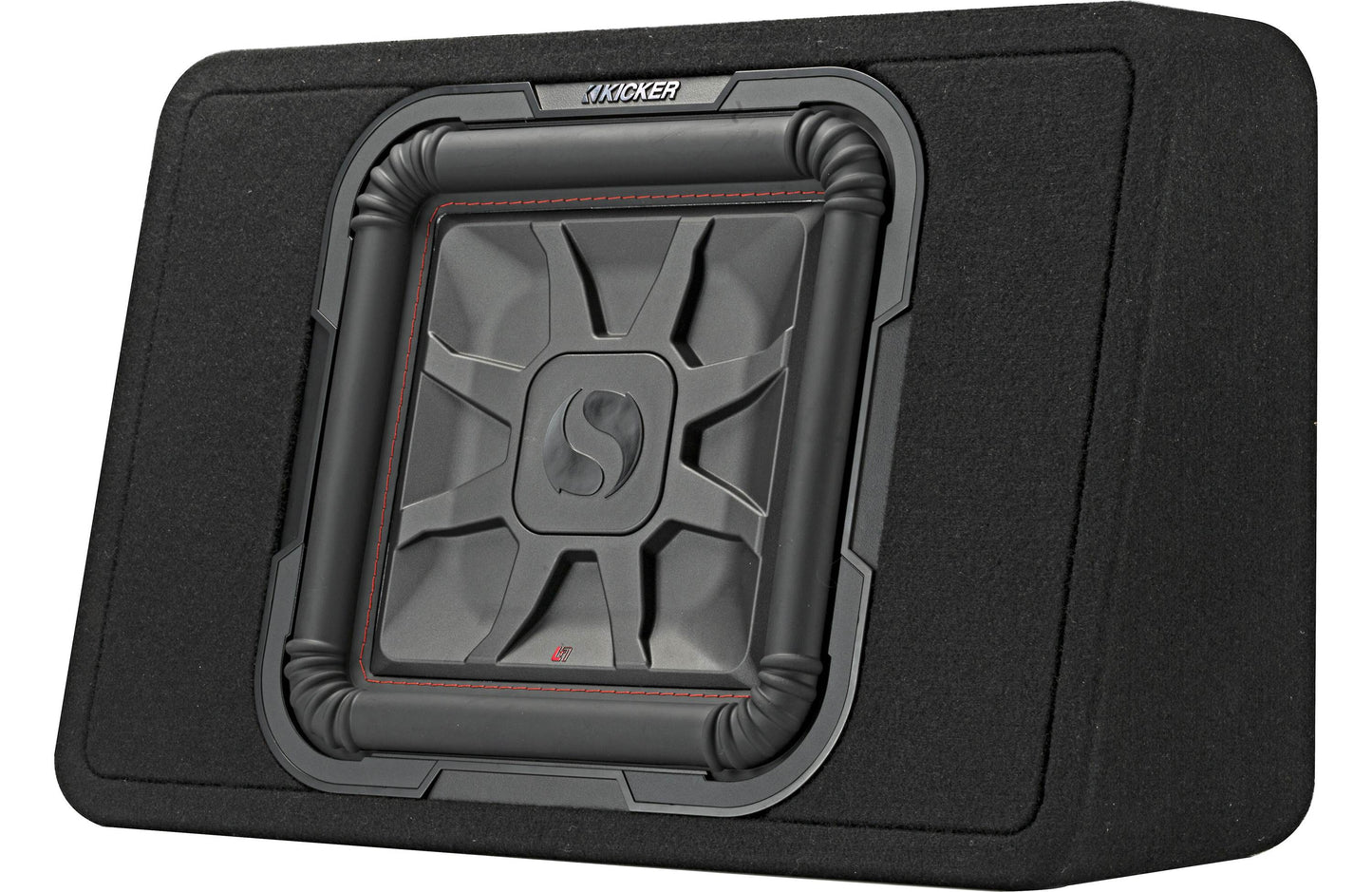 Kicker 46TL7T122 Sealed 2-ohm enclosure with single square L7T Series 12" shallow-mount subwoofer
