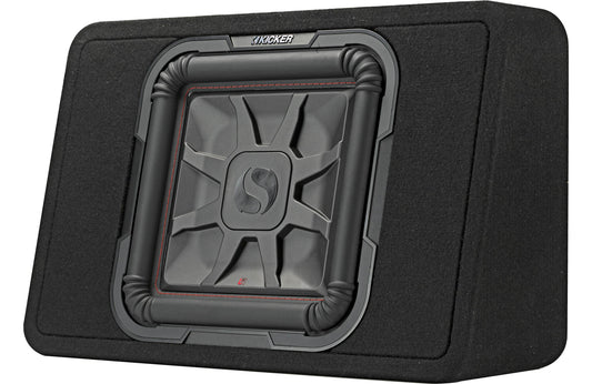 Kicker 46TL7T122 Sealed 2-ohm enclosure with single square L7T Series 12" shallow-mount subwoofer