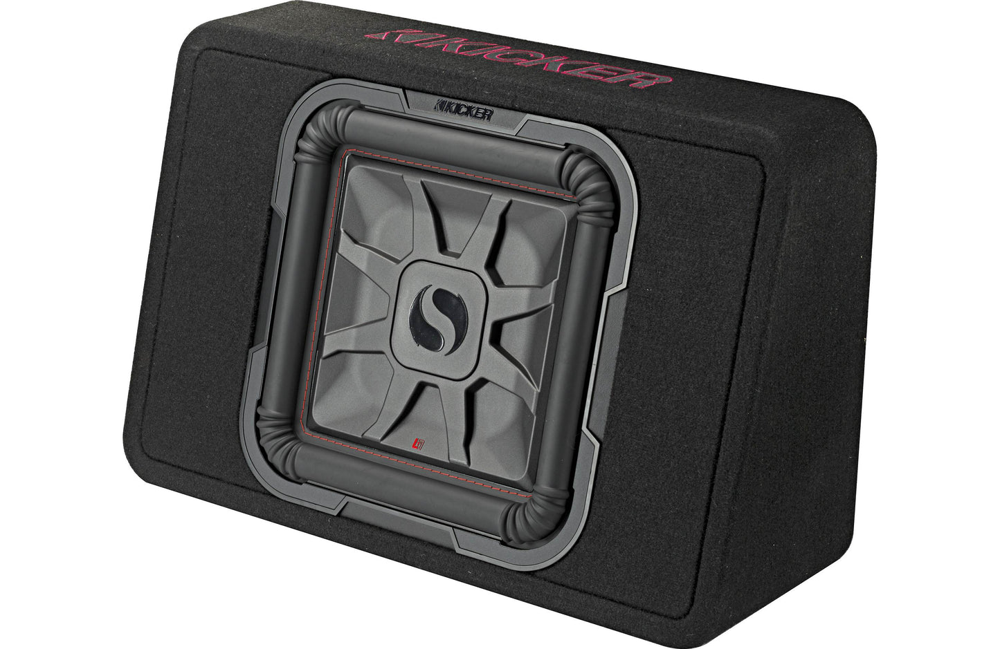 Kicker 46TL7T122 Sealed 2-ohm enclosure with single square L7T Series 12" shallow-mount subwoofer