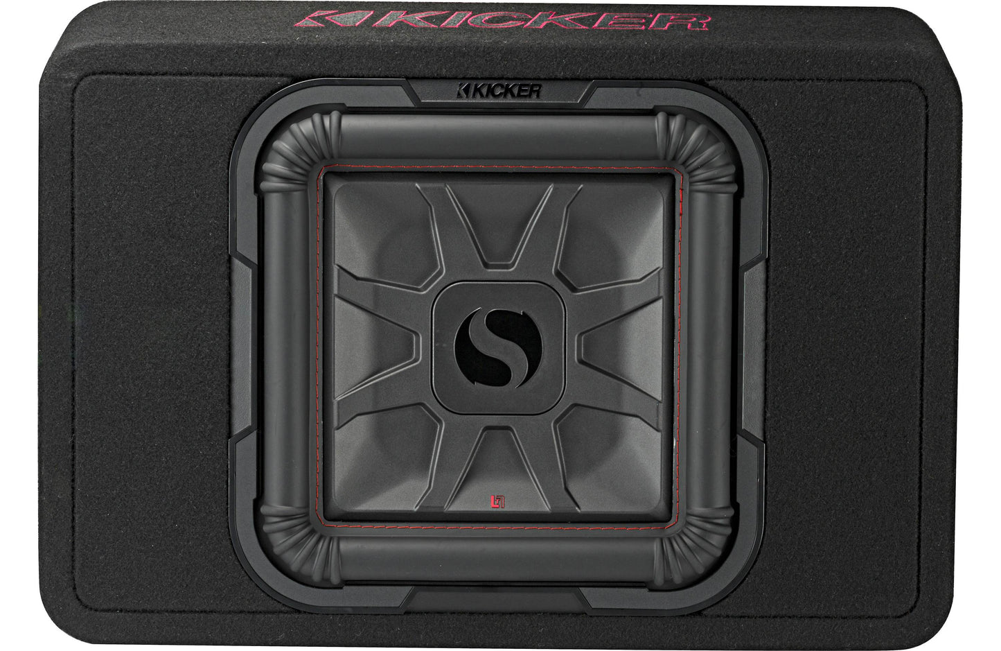 Kicker 46TL7T122 Sealed 2-ohm enclosure with single square L7T Series 12" shallow-mount subwoofer