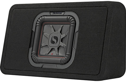 Kicker 46TL7T82 Sealed 2-ohm enclosure with single square L7T Series 8" shallow-mount subwoofer