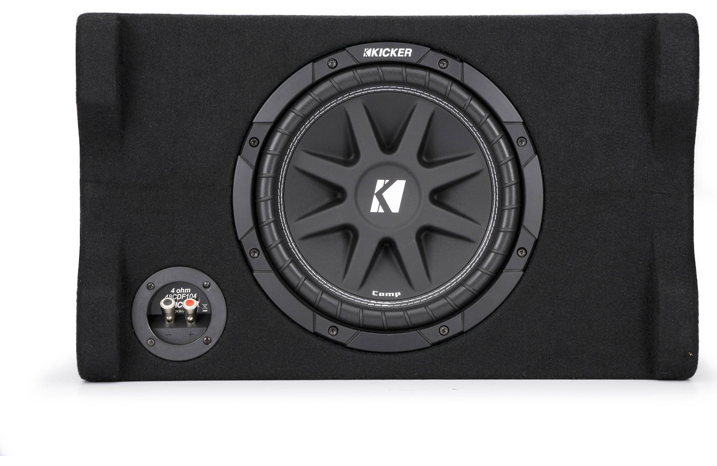 Kicker 48CDF104 Comp Series sealed down-firing enclosure with 10" 4-ohm subwoofer