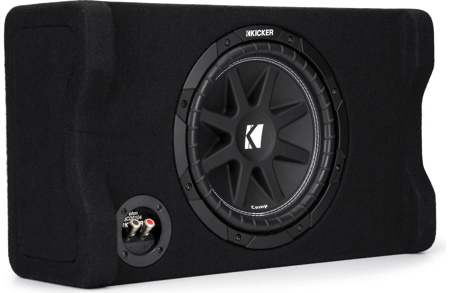 Kicker 48CDF104 Comp Series sealed down-firing enclosure with 10" 4-ohm subwoofer