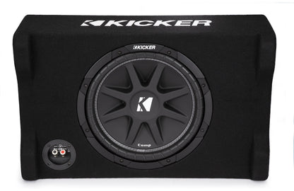 Kicker 48CDF124 Comp Series sealed downward-firing enclosure with 12" 4-ohm subwoofer