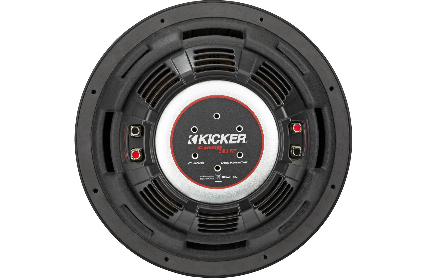 Kicker 48TCWRT122 CompRT Series shallow-mount 12" subwoofer with dual 2-ohm voice coils