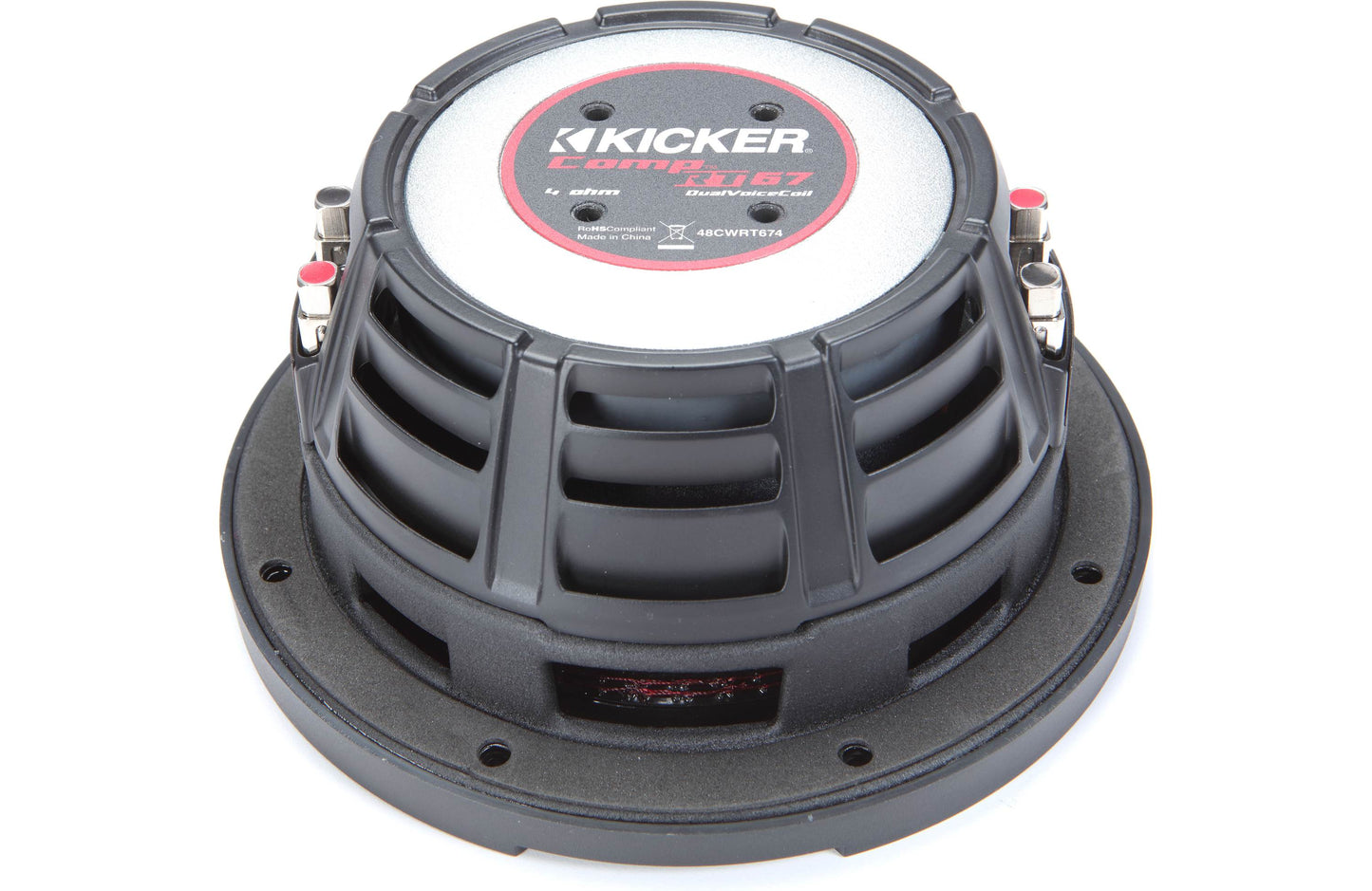 Kicker 48CWRT674 CompRT Series shallow-mount 6-3/4" subwoofer with dual 4-ohm voice coils