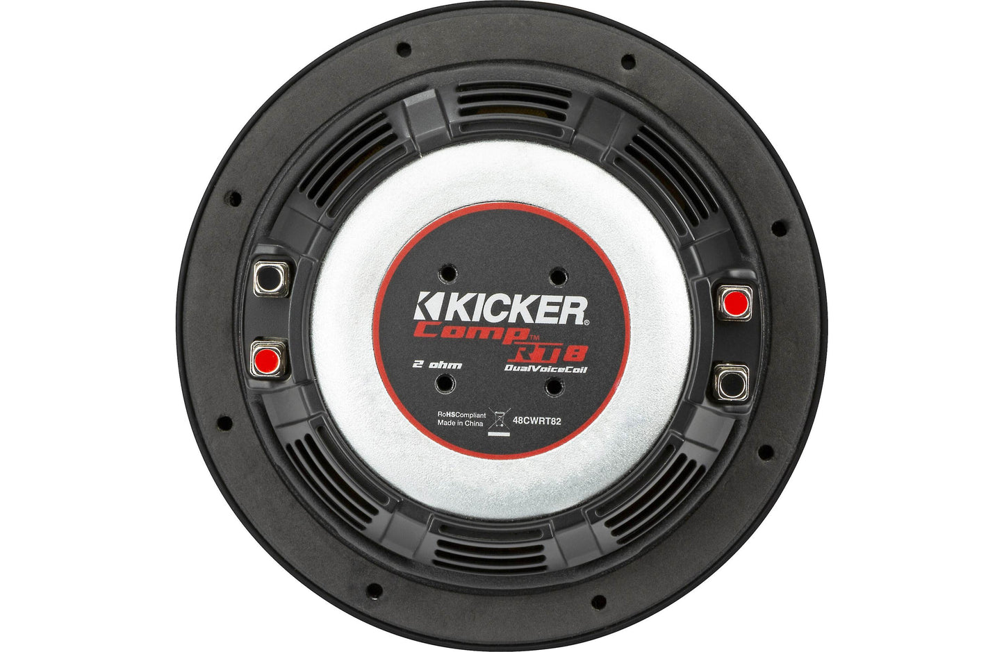 Kicker 48CWRT82 CompRT Series shallow-mount 8" subwoofer with dual 2-ohm voice coils