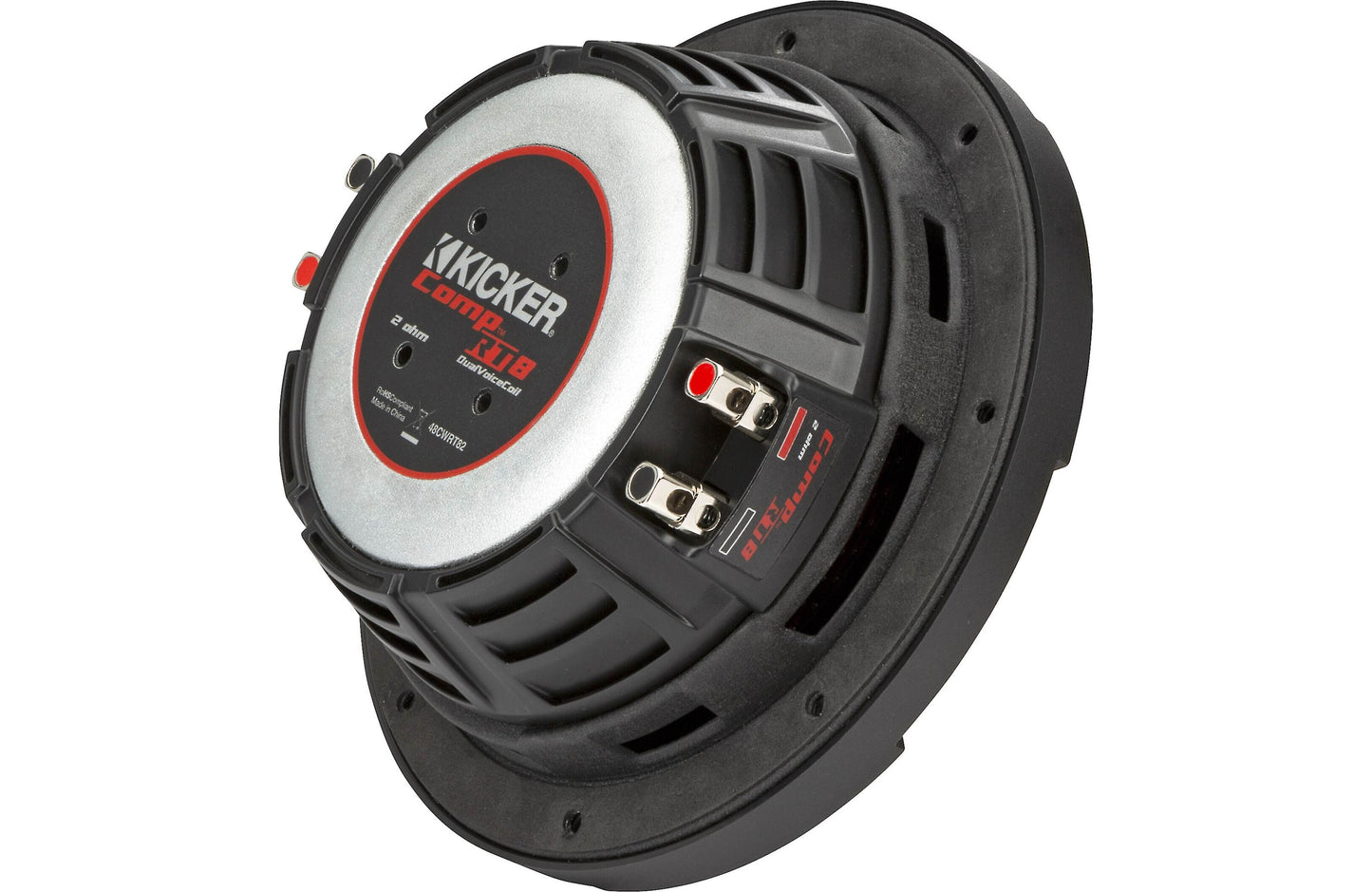 Kicker 48CWRT82 CompRT Series shallow-mount 8" subwoofer with dual 2-ohm voice coils