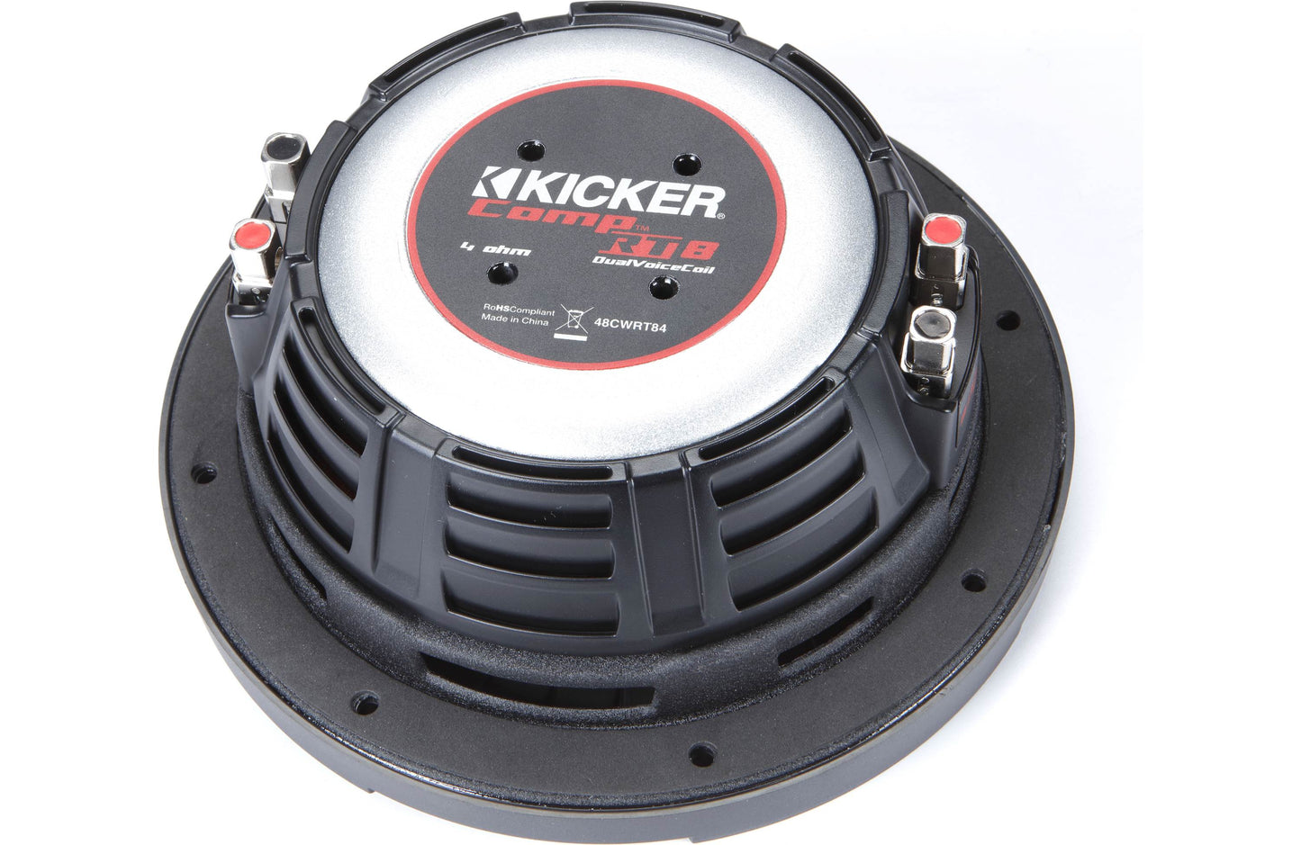 Kicker 48CWRT84 CompRT Series shallow-mount 8" subwoofer with dual 4-ohm voice coils
