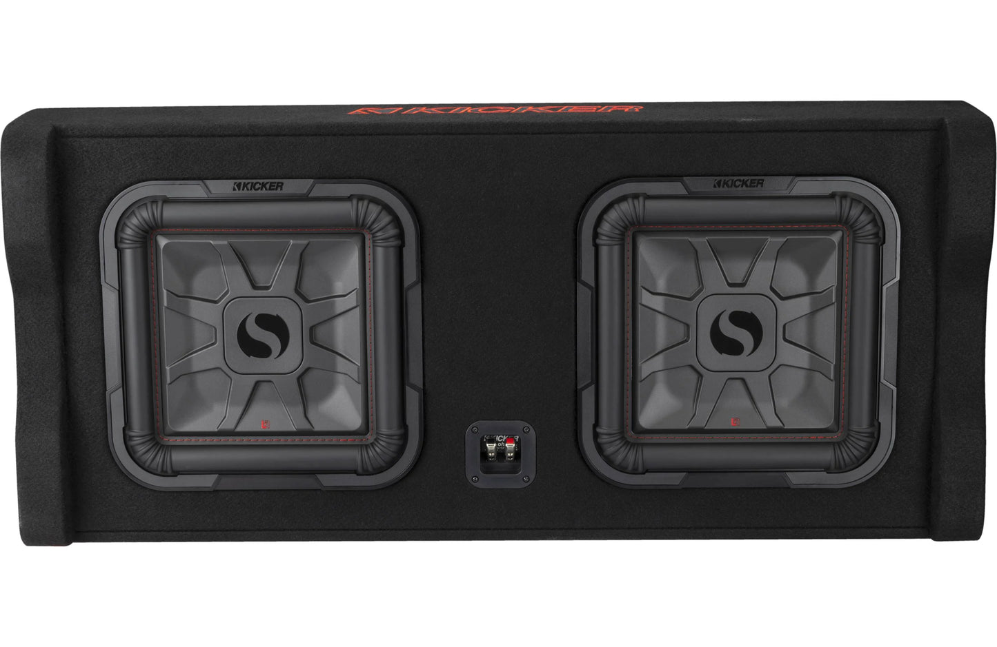 Kicker 49DL7TDF122 Sealed downward-firing enclosure with two L7T 12" shallow-mount square subwoofers