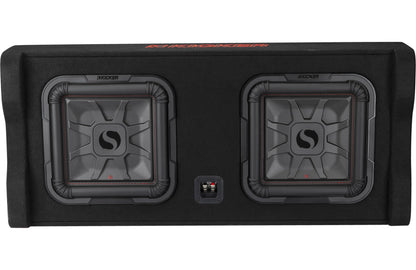 Kicker 49DL7TDF122 Sealed downward-firing enclosure with two L7T 12" shallow-mount square subwoofers