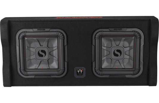 Kicker 49DL7TDF122 Sealed downward-firing enclosure with two L7T 12" shallow-mount square subwoofers