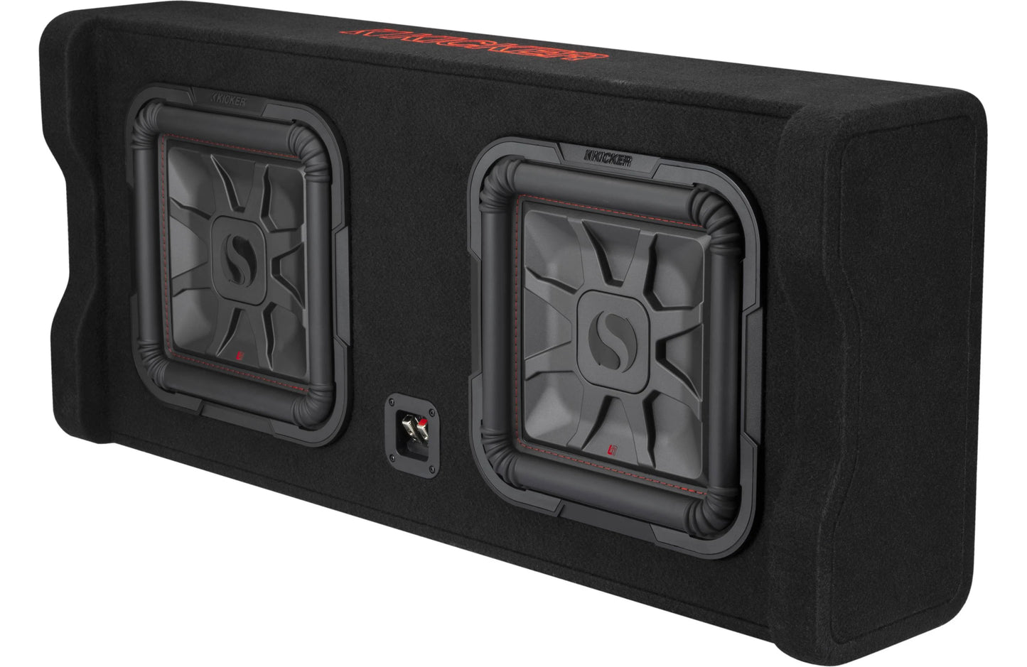 Kicker 49DL7TDF122 Sealed downward-firing enclosure with two L7T 12" shallow-mount square subwoofers