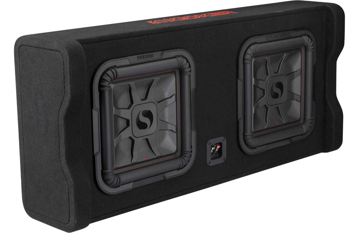 Kicker 49DL7TDF122 Sealed downward-firing enclosure with two L7T 12" shallow-mount square subwoofers