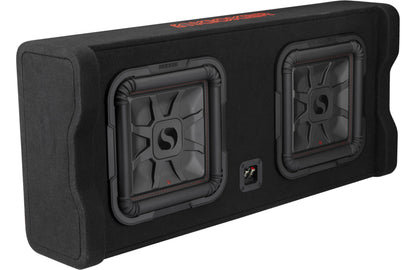 Kicker 49DL7TDF122 Sealed downward-firing enclosure with two L7T 12" shallow-mount square subwoofers