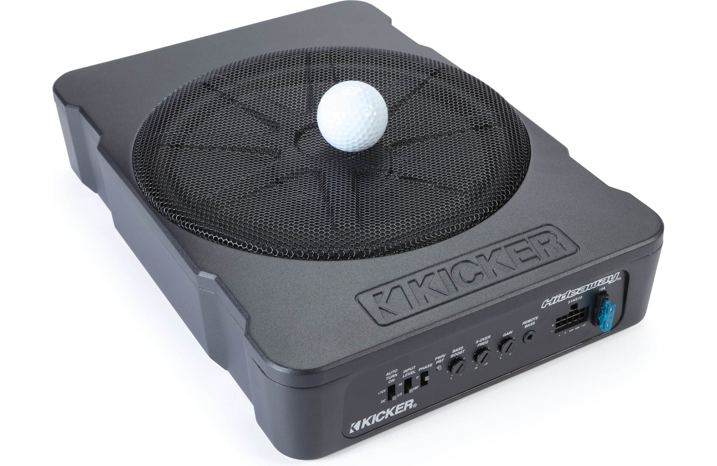 Kicker 51HS10 Hideaway™ compact powered subwoofer with 10" sub and 180-watt amp