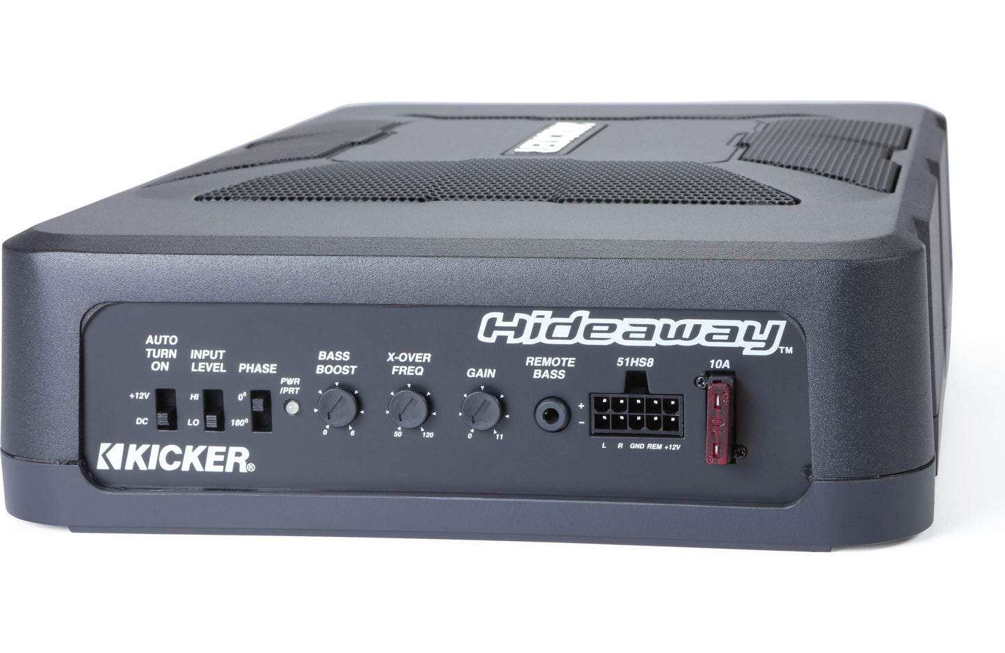 Kicker 51HS8 Hideaway™ compact powered subwoofer with 8" sub and 150-watt amp