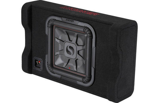 Kicker 49L7TDF122 Sealed downward-firing enclosure with L7T 12" shallow-mount square subwoofer