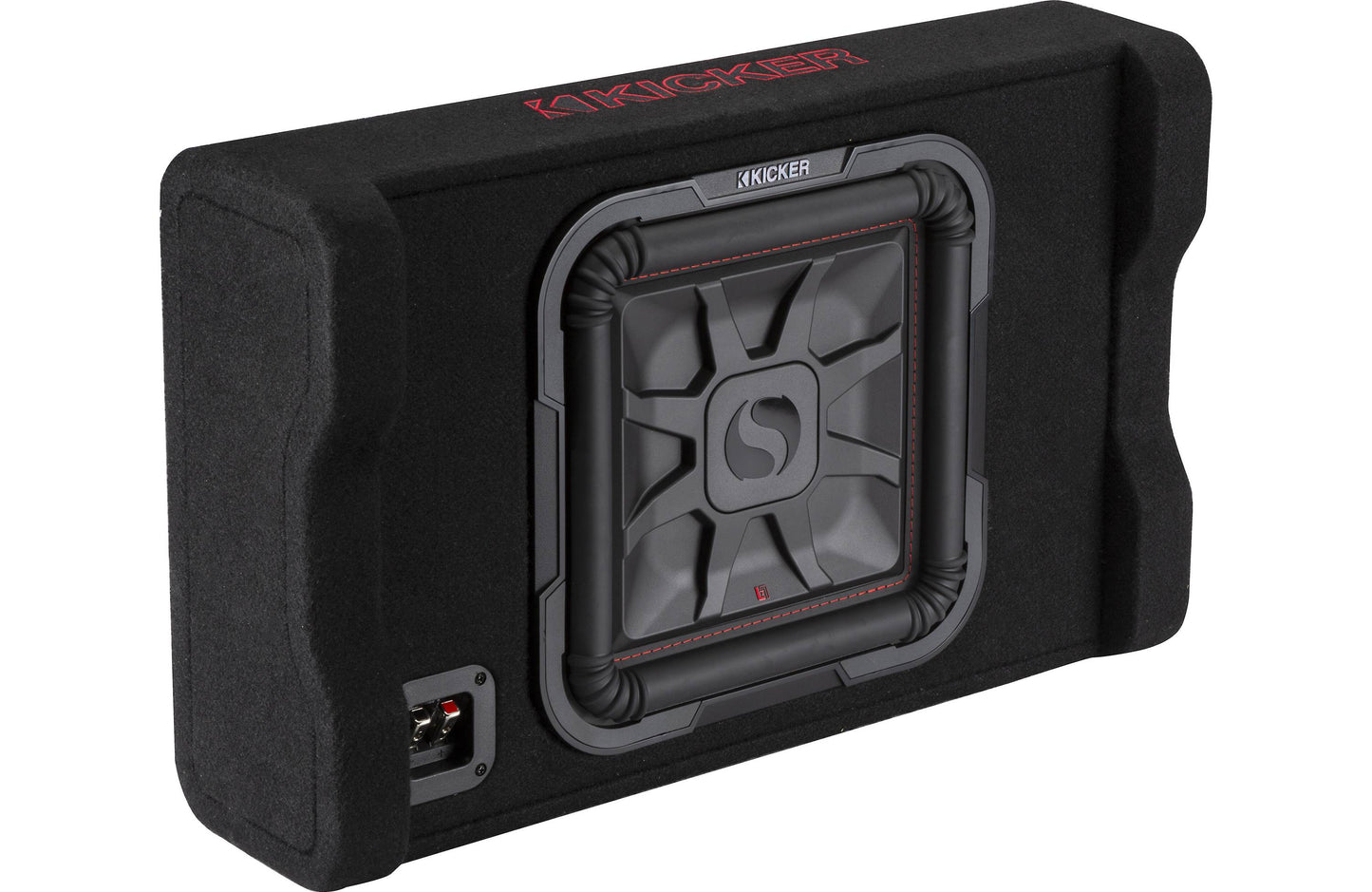 Kicker 49L7TDF122 Sealed downward-firing enclosure with L7T 12" shallow-mount square subwoofer
