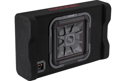 Kicker 49L7TDF122 Sealed downward-firing enclosure with L7T 12" shallow-mount square subwoofer