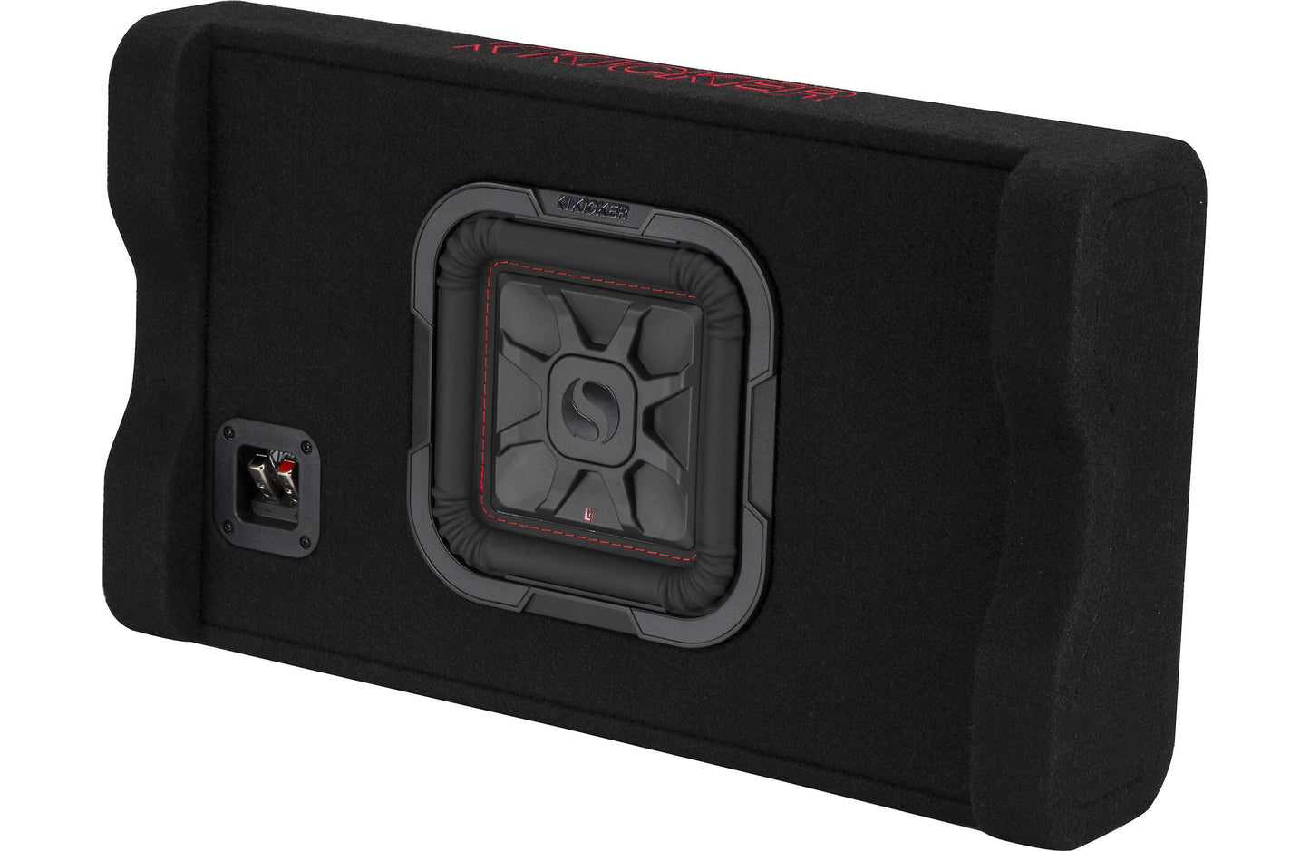 Kicker 49L7TDF82 Sealed downward-firing enclosure with L7T 8" shallow-mount square subwoofer