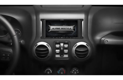 Alpine Restyle i407-WRA-JK Custom-fit digital receiver, wired-only Apple CarPlay and Android Auto, AM/FM, No Discs - 6.95" screen (Select 2007-17 Jeep Wrangler JK and Wrangler JK Unlimited)