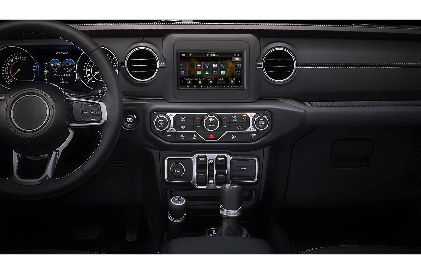 Alpine Restyle i407-WRA-JL Custom-fit digital receiver, wired-only Apple CarPlay and Android Auto, AM/FM, No Discs - 6.95" screen (select 2018-up Wrangler JL and 2020-up Gladiator JT)