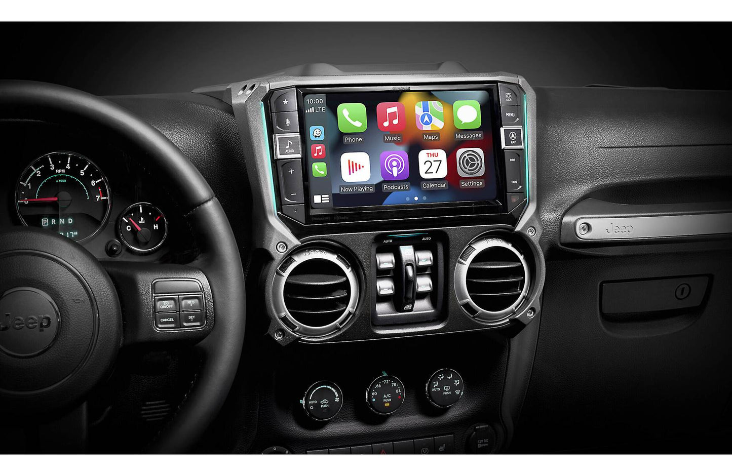 Alpine Restyle i509-WRA-JK Custom-fit digital receiver, wired or wireless Apple CarPlay and Android Auto, AM/FM, No Discs - 9" screen (select 2011-18 Jeep Wrangler JK models)