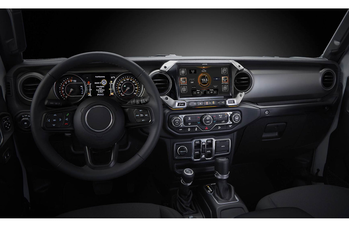 Alpine Restyle i509-WRA-JL Custom-fit digital receiver, wired or wireless Apple CarPlay and Android Auto, AM/FM, No Discs - 9" screen (select 2018-up Wrangler JL and 2020-up Gladiator JT)