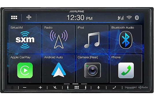 Alpine iLX-409 Digital multimedia receiver - 7" touchscreen, double-DIN, wired or wireless Apple Carplay and Android Auto, AM/FM (no discs)