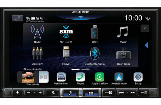 Alpine iLX-507 Digital multimedia receiver - 7" touchscreen, double-DIN, wired or wireless Apple Carplay and Android Auto, AM/FM (no discs)