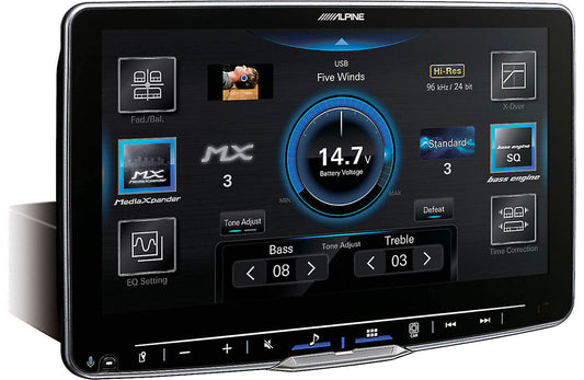 Alpine iLX-F509 Digital multimedia receiver - 9" touchscreen, single-DIN, wired or wireless Apple Carplay and Android Auto, AM/FM (no discs)