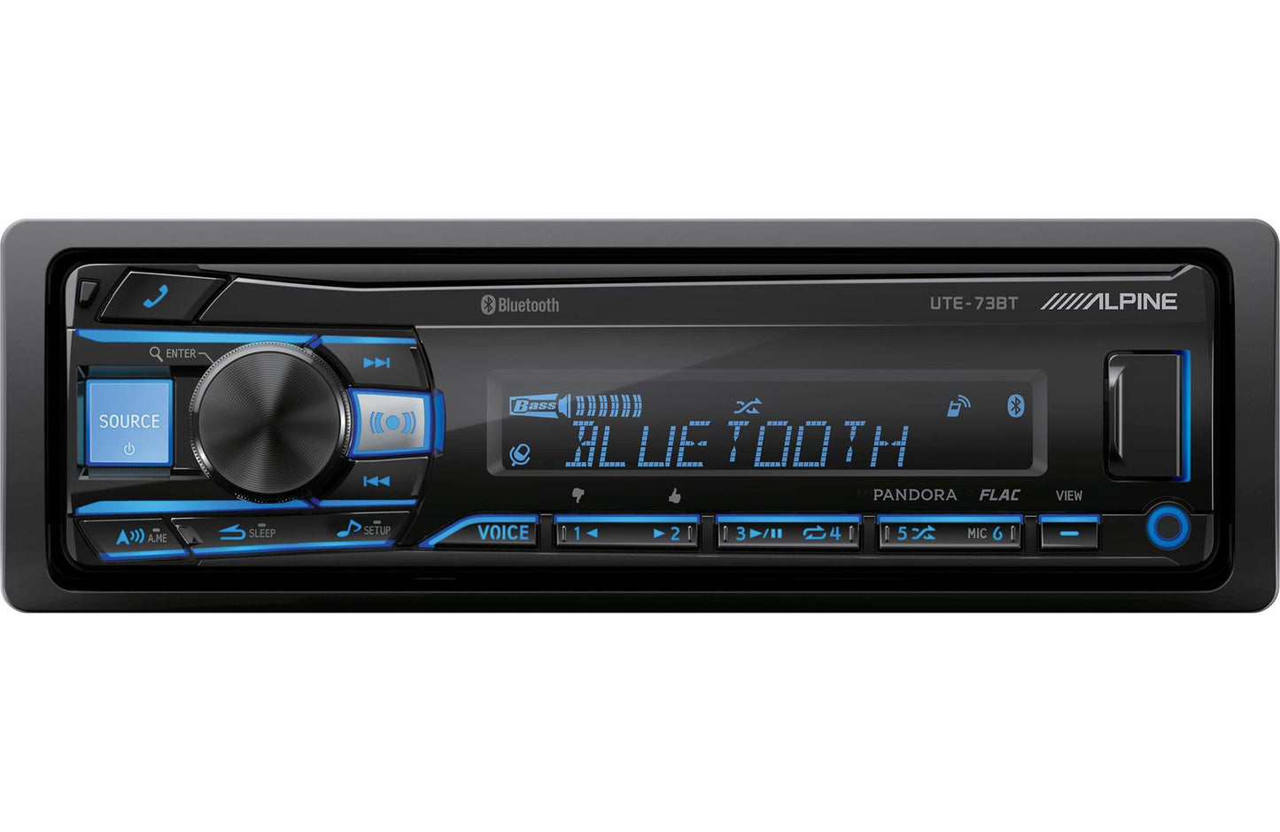Alpine UTE-73BT Digital media receiver, single-DIN, AM/FM (no discs)