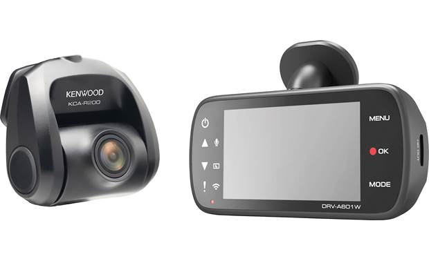 Kenwood DRV-A601WDP 4K Ultra HD dash cam with 3" display, Wi-Fi, and GPS — includes rear-view cam