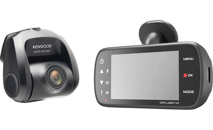 Kenwood DRV-A601WDP 4K Ultra HD dash cam with 3" display, Wi-Fi, and GPS — includes rear-view cam