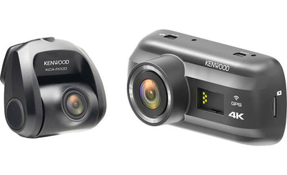 Kenwood DRV-A601WDP 4K Ultra HD dash cam with 3" display, Wi-Fi, and GPS — includes rear-view cam