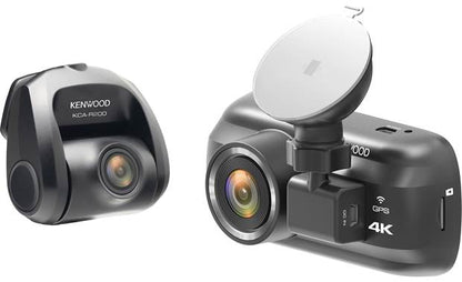 Kenwood DRV-A601WDP 4K Ultra HD dash cam with 3" display, Wi-Fi, and GPS — includes rear-view cam