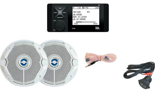 JBL MPK3500 Marine audio package: includes JBL-R3500 digital media receiver (does not play CDs) and two MS6520 6-1/2" marine speakers